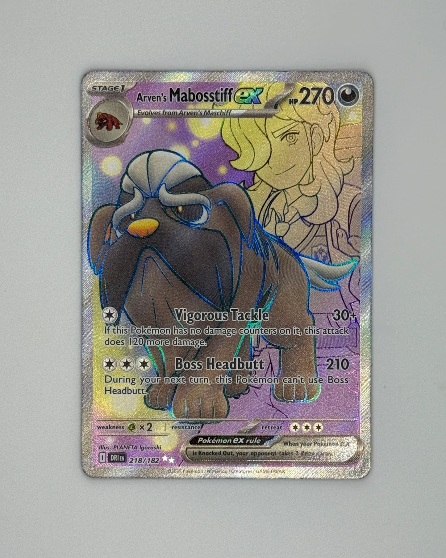 Pokemon Destined Rivals Arven's Mabosstiff ex #218