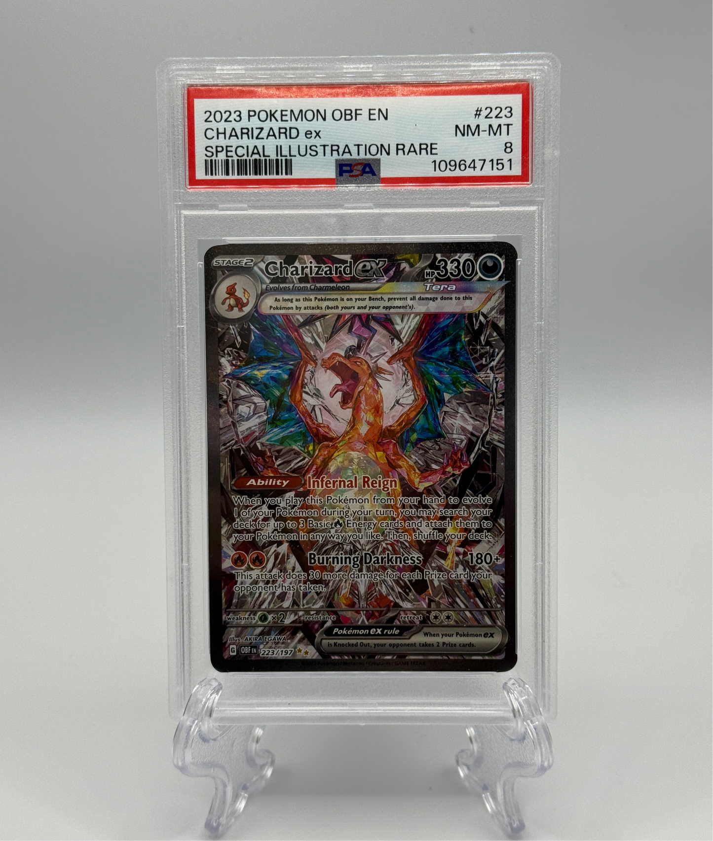 2023 Pokemon Obsidian Flames Charizard ex #223 PSA 8