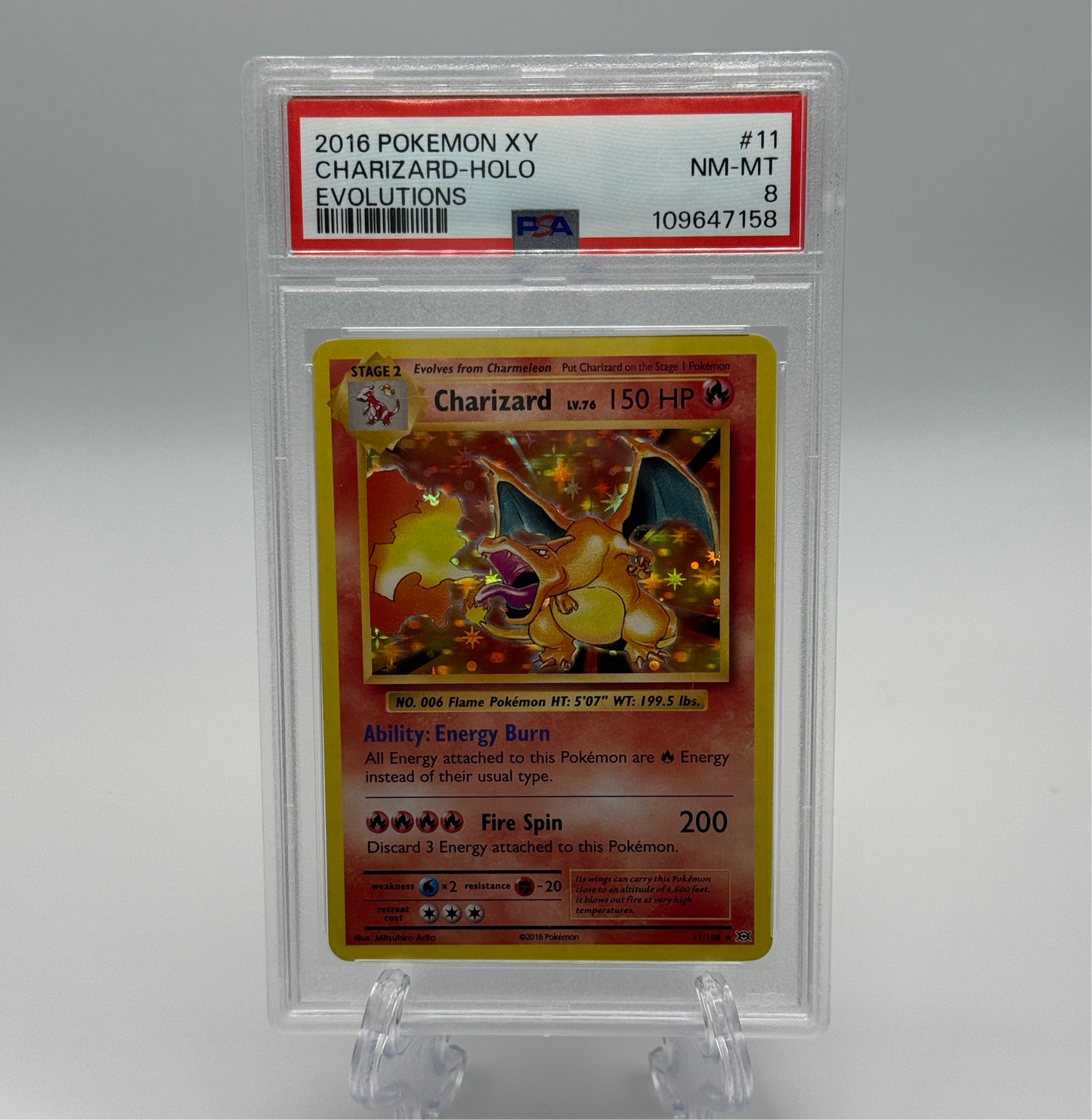 2016 Pokemon Evolutions Charizard Holo #11 PSA 8