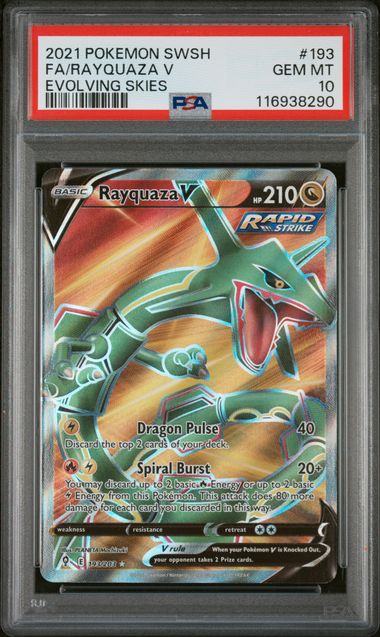 PSA 10 Pokemon Rayquaza V Evolving Skies #193