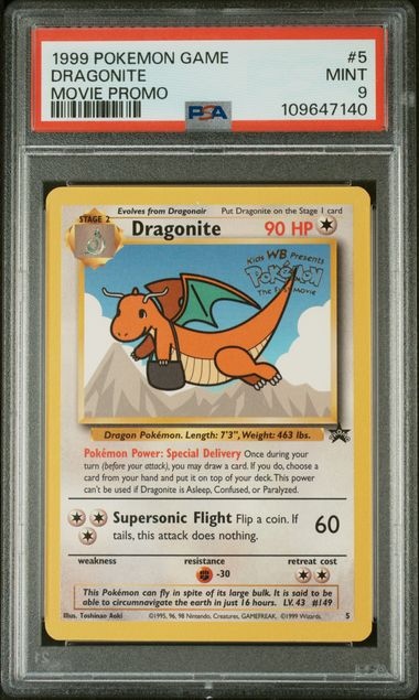 PSA 9 1999 Pokemon Movie Promo Dragonite #5